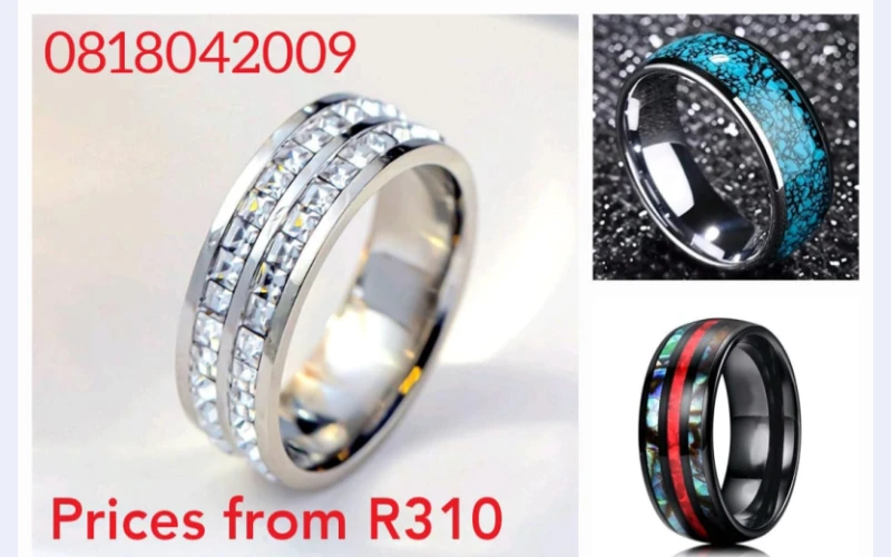 Mens rings in benoni.🩵Let's spoil our gentleman with these beautiful stainless steel rings in the month of ❤️ Valentine's day. We sell good quality at affordable rates