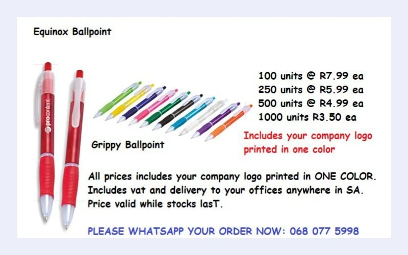 Printed pens Johannesburg .great promotional  tool for business. Its cost effective and constant source of advertisement