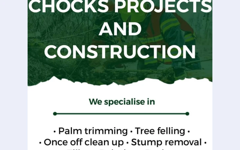 Chocks projects and construction in westvile . We specialize in in tree trimming, paving, stump removal, tilling, painting. Try us and get your work be done done