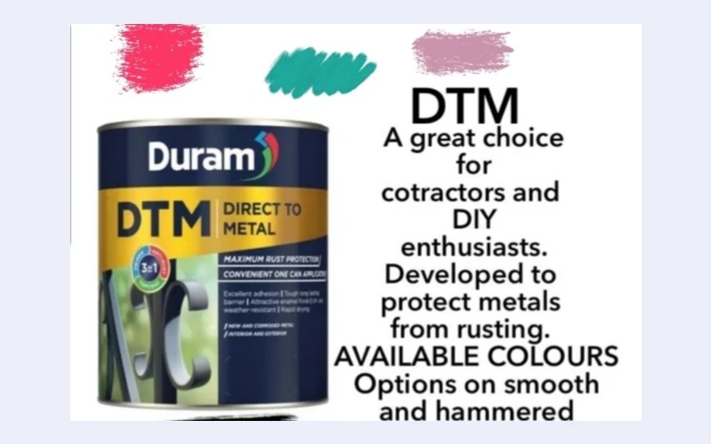 D T M range in Hibberdene direct to metals.its for anti rust coating,all in one dhension primer,atteactive topcoat