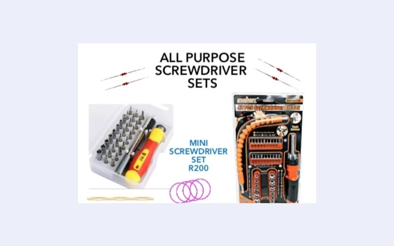 Screwdriver sets in hibberdene for sell.the 43 piece comes with aflecible extension to reach those with hard to reach spaces .