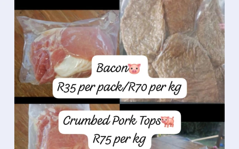 Bacon and crumbed pork in Johannesburg for sell.our products is ever fresh and delicious. We deliver to any place around Johannesburg after payment is done