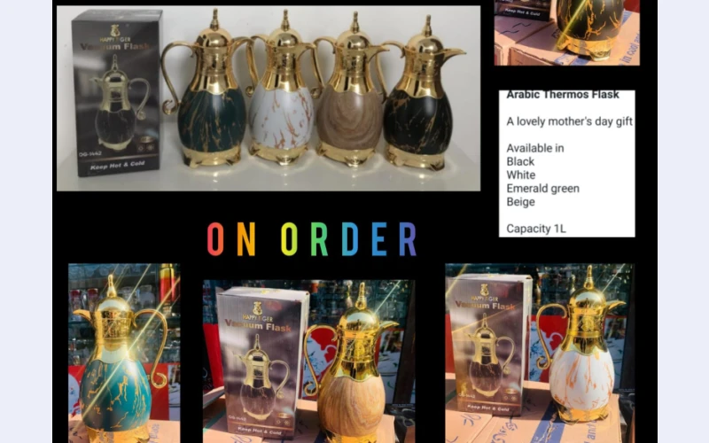Arab golden flasks in benoni for sell.ideal for keeping your beverages hot or cold for aextended period.its durable and leak proof to ensure that you carry with confidence without worrying of spilling
