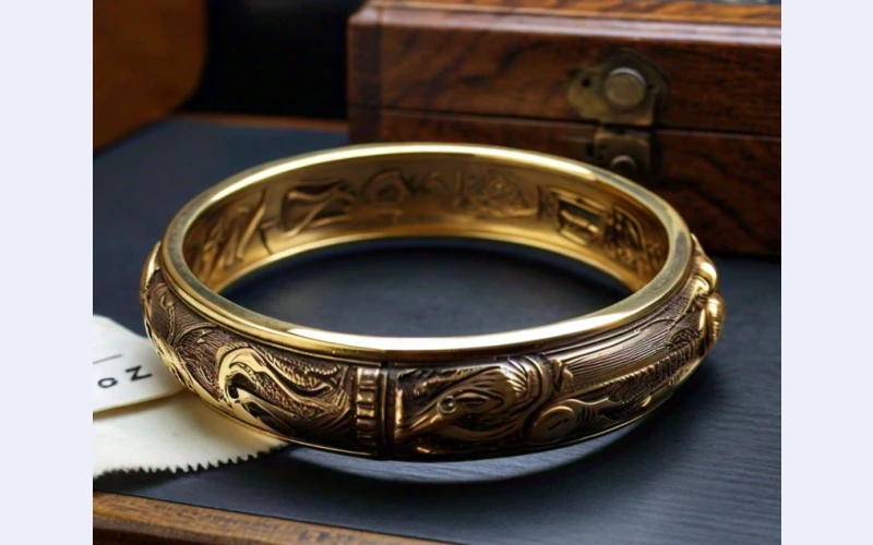 Antique 9ct Gold Bangle for Sale - Exquisite Engraved Design in nigel for sell