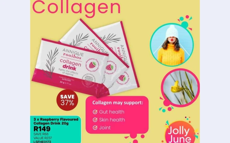 Raspberry Flavored Collagen Drink - Boost Skin, Joint, and Gut Health