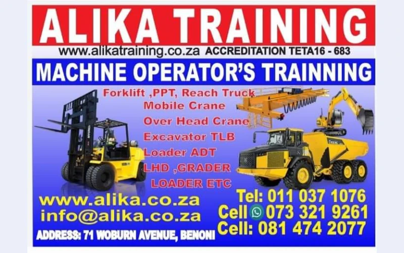 Forklift training and licence  renewal in city of Ekurhuleni Benoni Gauteng South Africa