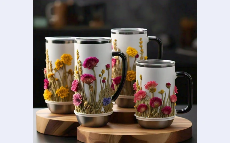 Double Wall Glass Flower Mug