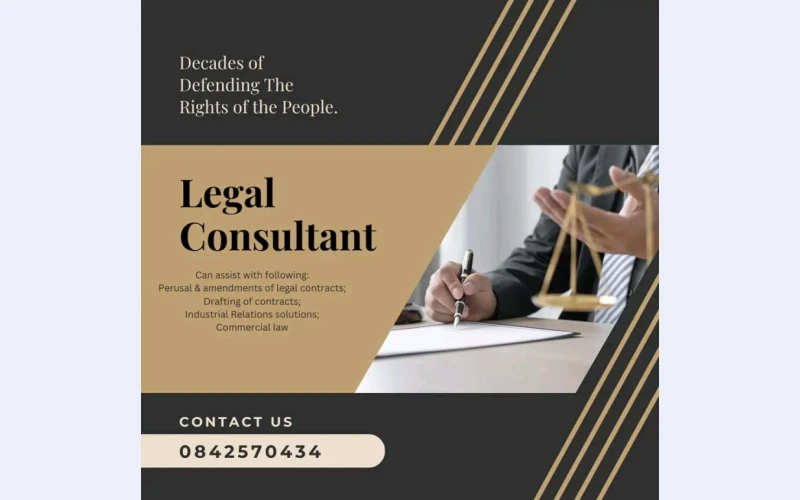 Can assist with the following perusal & amendments of legal contracts, Drafting of contracts and industrial relations, commercial laws.