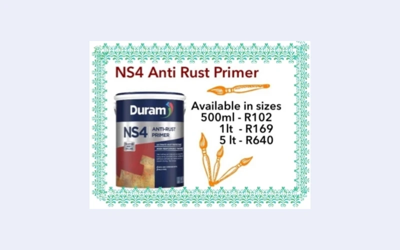 Ns4 Anti rust in hibberdane for sell.its avilable in different colours like white , black , yellow and red .quck drying and easy to use