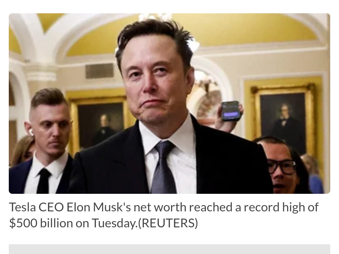 Elon Musk Reaches Record $500 Billion Net Worth – The World’s Richest Person