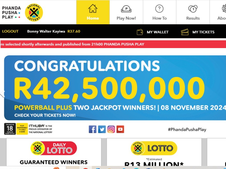 Two lucky Powerball winners on 8 November 2024 each won R42.5 million.