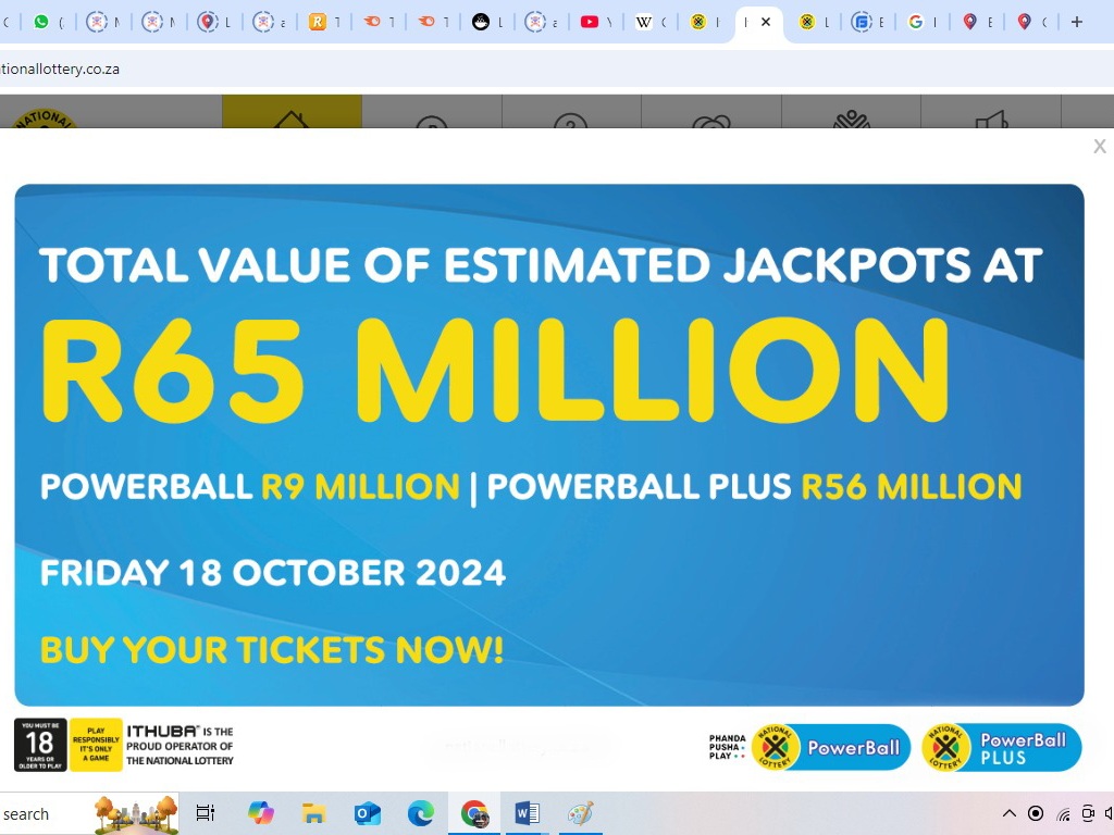 Play Powerball South Africa: R65M Jackpot for Oct 18, 2024