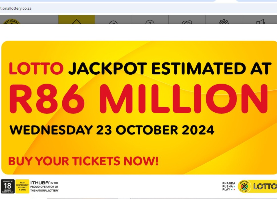 South Africa Lotto: Powerball Jackpot R86 Million - October 23, 2024