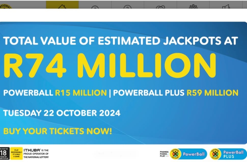 Total Value of estimated Jackpot at R74 million