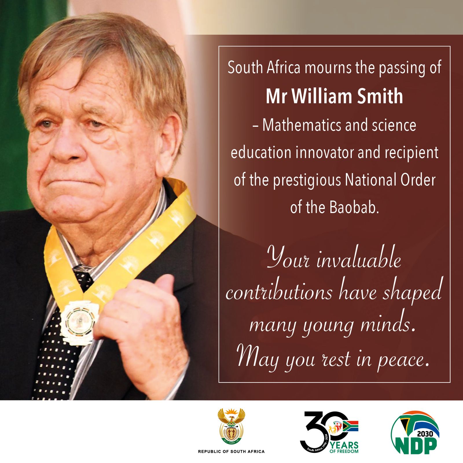 President Ramaphosa Mourns Education Icon William Smith on eKayzone