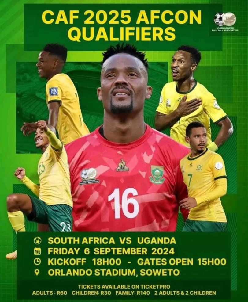 AFCON Qualifier: South Africa vs Uganda at Orlando Stadium